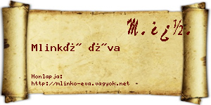 Mlinkó Éva névjegykártya